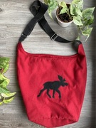 Czerwona torba polarowa świąteczna renifer