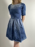 Jeansowa sukienka rozkloszowana, vintage, codzienna rozm. S/M