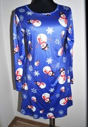 7* Świąteczna sukienka z dzianiny bałwanki 40/42