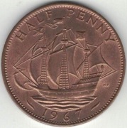 Wielka Brytania half penny 1/2 pensa 1967 - 25,4 mm - nr 3