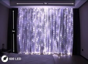6x3m 600led kurtyna ledowa dekoracja biała świąteczna lampki na imprezę