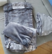 Śpiworek do wózka, fotelika, szary w śnieżynki 