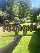 Napis drewniany księga gości 