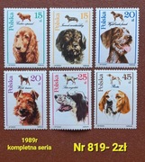 Znaczki fauna:819: zwierzęta, psy- Polska 1989r **
