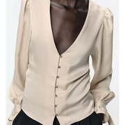 S 36 Zara dopasowana bluzka z efektem gniecenia