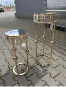 Stolik kawowy glamour 57,5cm okrągły złoty szklany diamenty cyrkonie