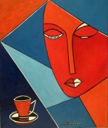 Kubizm, abstrakcja, autorski obraz, akryl na płótnie 50 x 60 cm - WozArt