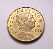 Meksyk 5 centavos 1968 PIĘKNA!