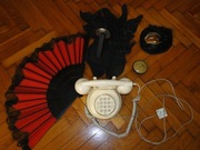 CIEKAWE PRZEDMIOTY,WACHLARZ, TELEFON CYFRAL, MASKA,HYGROMETR ITD. 5 SZT.