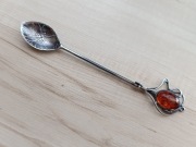 ŁYŻECZKA Z BURSZTYNEM SREBRO PRÓBA 925 GDAŃSK