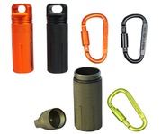 Zestaw 3 pojemników EDC wodoodpornych metalowych z karabińczykiem