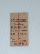 Magnes Bilet Dramburg (Drawsko Pomorskie) - Berlin Stett Bhf / Tempelburg