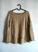 Wyprzedaż! Sweter brązowy ciepły asymetryczny akrylowy z dodatkiem wełny 