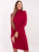 Bordowa sukienka basic z golfem RUE PARIS