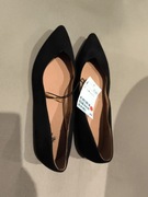 Balerinki Damskie Czarne H&M 37 Czarne Welur Nowe w Szpic