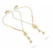 Naszyjnik Stal Szlachetna Litera A/M cyrkonia