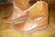 Botki BERSHKA r. 36 skóra naturalna,ćwieki, hit!