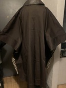 H&M płaszcz peleryna trencz parka oversize czekoladowy krata kratka duży