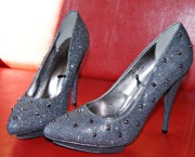 Nowe buty Centro srebrne brokat ćwieki nity kolce platforma rozmiar 39,5/40