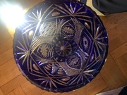 wazon kryształowy kobalt PRL ,bardzo ładne cięcia 