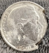 5 Marek 1935 - Hindenburg  USZKODZONE. Waga 12,58 g. Ag 900. Foto.