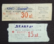 1980, 1982, Warszawa Kino Skarpa 2 bilety, 15zł i 30zł, stemple