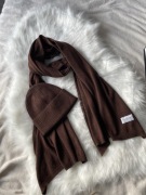 Szal i czapka brąz czekolada Cashmere 50% kaszmir 50% wełna