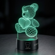 Magiczna Lampka LED 3D Lumi Miś z Sercem Prezent Urodziny Dziecko Sypialnia