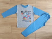 Piżama piżamka bluzka długi rękaw + spodnie auto 140/146