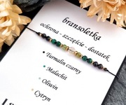 Bransoletka ochrona/szczęście/dostatek (turmalin, malachit, oliwin, cytryn)