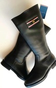 Wysokie kozaki Tommy Hilfiger z naturalnej skóry r. 37 czarne