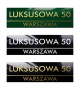 Nowoczesna METALOWA tabliczka adresowa 50x15 M+ numer domu na dom zielona