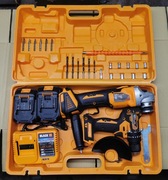 Zestaw Narzędzi Aku 2X 4AH 2w1 Szlifierka Wiertarko-Wkrętarka Udar BLACK