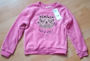 Nowa puszysta bluza 134 Sinsay różowa kotek
