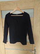 Czarna bluzka Reserved długi rękaw prążkowana