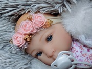 Opaska bezuciskowa handmade roczek wesele chrzest gumka różyczki piankowe