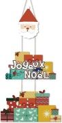 Świąteczna dekoracja wisząca Mikołaj + prezenty + napis Joyeux Noel