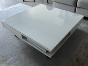 Ikea stolik kawowy biały połysk szkło hartowane 95x95 Tofteryd 