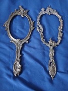 Zestaw 2 starych oprawek do lusterek braz zdobione reczne 