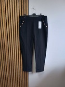 Czarne eleganckie spodnie z guzikami elastyczne 10XL /11XL Plus Size 
