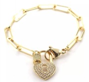 Bransoletka walentynki serce kłódka złota 