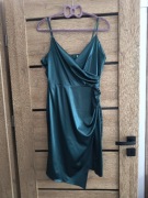 Sukienka kopertowa midi z marszczeniem 44/46 połysk 