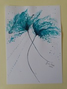 Obrazek - akwarelowe płynące niebieskie kwiaty.