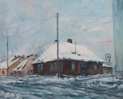 " BRĄZOWY DOMEK " Ryszard Badura Obraz Olejny