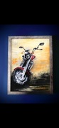 Obraz 3D 'Motocykl' – ręcznie malowany, impasto, gotowy do powieszenia