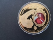 JP II- medal platerowany złotem , certyfikat 7cm średnica