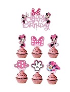 Myszka Minnie_Dekoracje tortu_Toppery na babeczki Zestaw 25 sztuk
