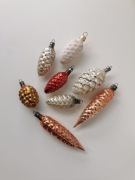 Stare szklane bombki choinkowe szyszki vintage PRL dekoracje świąteczne