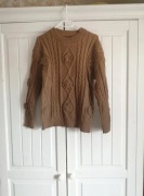 Nowy czekoladowy sweter z kwiatkami ozdobami 3d.