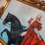 VibRaMy - "Portret na Koniu" Piękny Obraz Olejny 150x100 cm